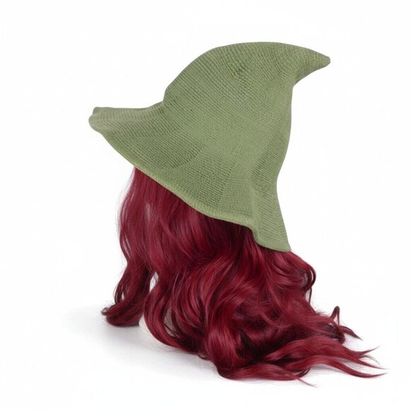 Green Woven Wool Blend Witch Hat - Adult Ritual & Everyday Wear - New - Picture 5 of 8